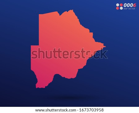 Vector bright orange gradient of Botswana map on dark background. Organized in layers for easy editing.