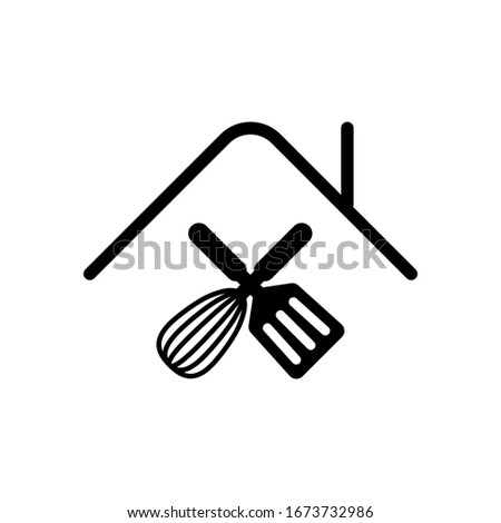 home food, cooking logo. Black icon on white background Royalty-Free Stock Photo #1673732986