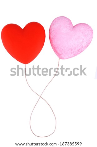 Two decorative hearts, isolated on white