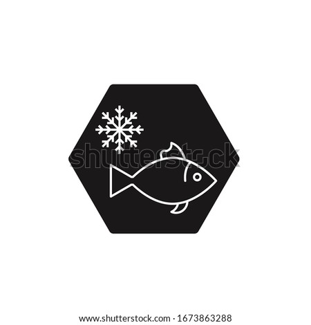 Frozen fish icon on white. Food sign