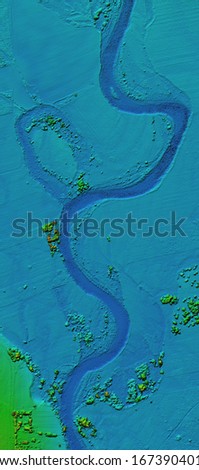DEM - digital elevation model. Product made after proccesing pictures taken from a drone. It shows meandering river with swamps and oxbow lakes