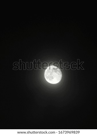 Closeup picture of moon on a coal dark night