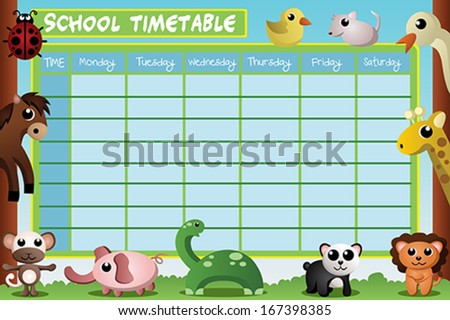 A vector illustration of school timetable design