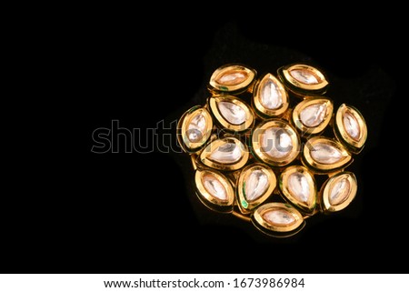 Beautiful designer golden ring jewelry closeup macro image for woman fashion 