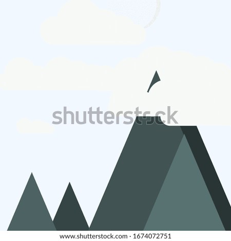 Moon and Mountains Panorame Generative Art background illustration