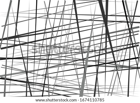 Abstract geometric art with random, chaotic lines. Straight crossing, intersecting lines texture, stripes pattern