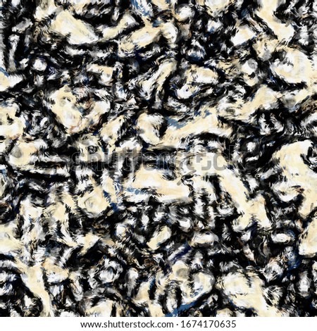 Seamless painterly artistic abstract black white texture. Imperfect brush stroke pattern background. Organic camo melange layered paint all over print. Distressed grunge modern graphic design swatch