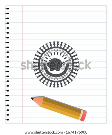 piggy bank icon drawn in pencil. Vector Illustration. Detailed.