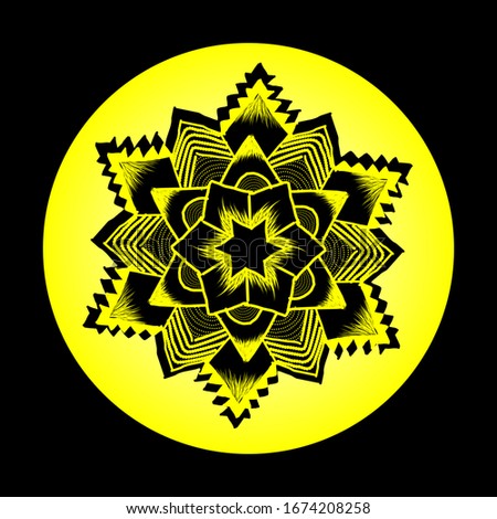 Vector drawing of doodle mandala. Ethnic mandalas with colorful tribal ornaments.