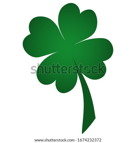 Clover. A leaf that brings good luck. Four-leafed. Colored vector illustration. Isolated background. A plant that is a lucky sign to find. Four sheets. Saint Patrick Day. Flat style. Web design.