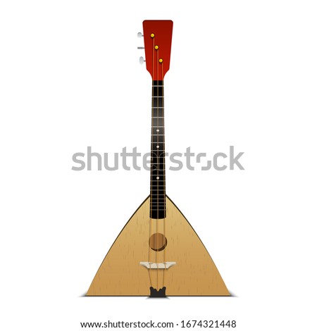 Balalaika music instrument. Retro folk musical guitar. Stringed tool.