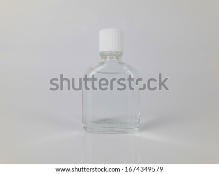 Glass bottle of  water  for packaging isolated  on  white  background 