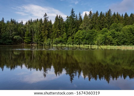 Mirroring in the water surface. Landscape of forests.  Royalty-Free Stock Photo #1674360319