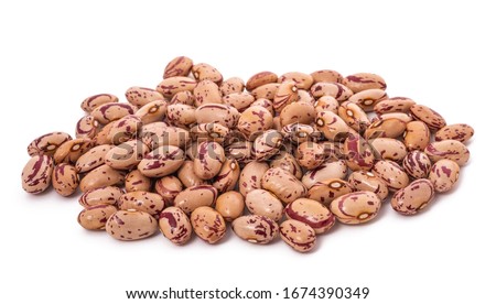 Cranberry beans pile isolated on white background Royalty-Free Stock Photo #1674390349