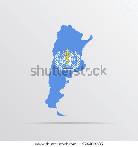 Vector map of Argentina combined with World Health Organization (WHO) flag.