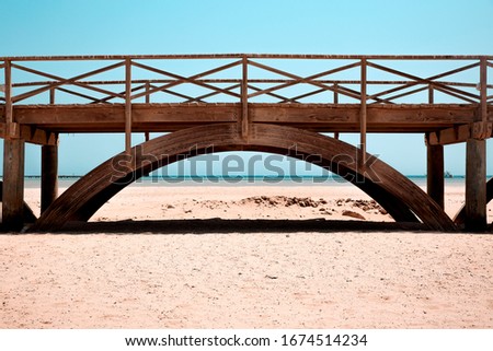 summer background of beach with hot sand and landscape of sea.Blue sky and sunny day.Copy space for your decoration. 