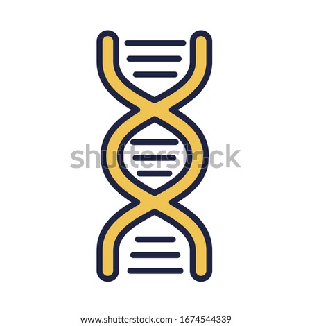 dna molecule structure line and fill style vector illustration design