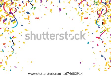 Colorful confetti isolated on white background , Sale Golden Foil Texture. Childrens Foil Confetti Border. Royalty-Free Stock Photo #1674683914