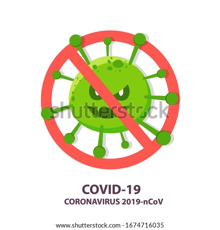 Sign caution coronavirus. Stop coronavirus. Coronavirus outbreak. Coronavirus danger and public health risk disease and flu outbreak. Pandemic medical concept with dangerous cells.Vector illustration
