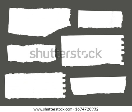 White torn paper tears pieces collection isolated with soft shadows realistic vector illustration Royalty-Free Stock Photo #1674728932
