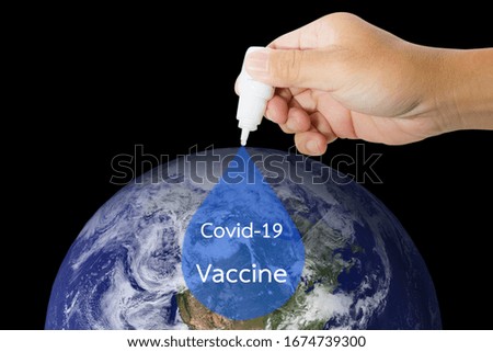 Picture of Covid-19 Antiviral Drops on the Earth's Surface. The world's population needs a vaccine against germs.(Elements of this image furnished by NASA)