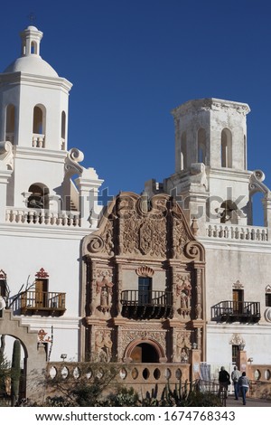 the ornately decorated entrance of San Xavier del Bac mission cathedral 4705
