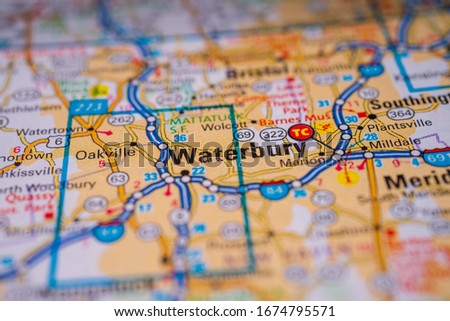 Waterbury on Usa travel map