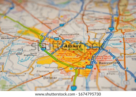 Albany on USA travel map