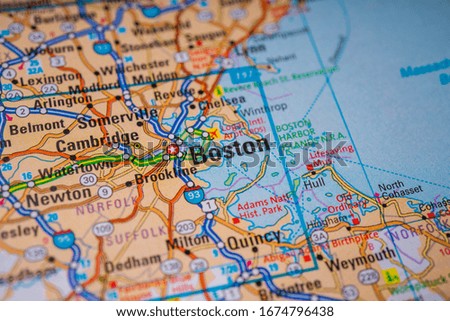 Boston on Usa travel map