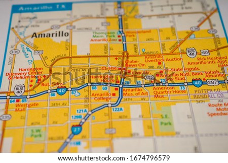 Amarillo on USA travel map