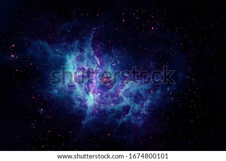 A beautiful blue galaxy in deep space. Elements of this image furnished by NASA For any purpose Royalty-Free Stock Photo #1674800101