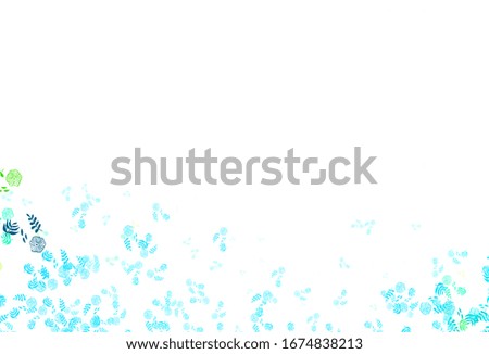 Light Blue, Yellow vector elegant template with leaves. Glitter abstract illustration with doodles and leaves. The best design for your business.