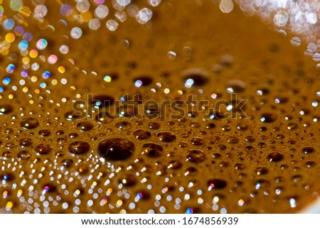 Turkish coffee foam close up view