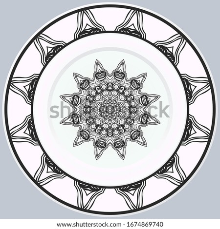 decorative round border and mandala ornament. Vector illustration.
