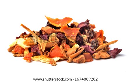 Fruit dried tea isolated on white background. Close-up.