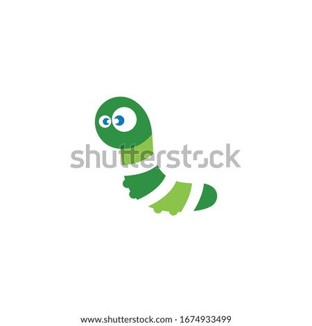 Cute caterpillar cartoon icon on a white background