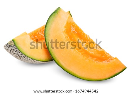 slice melon isolated on white, melon clipping path Royalty-Free Stock Photo #1674944542