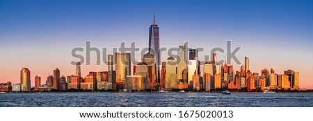 New York. Stunning view of lower Manhattan Skyline from New Jersey, United States of America.