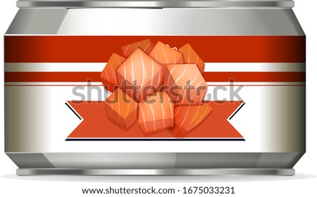 Aluminium can with label design on white background illustration