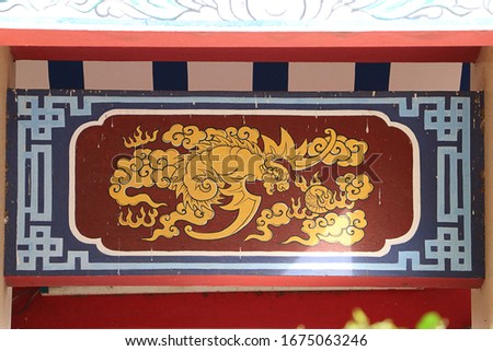 Close up detail of Chinese temple Thailand, Religious symbol