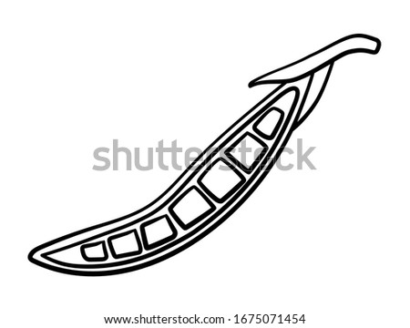 Cartoon style peas in black lines isolated illustration. White background, vector.