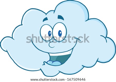Happy Cloud Cartoon Mascot Character. Vector Illustration Isolated on white