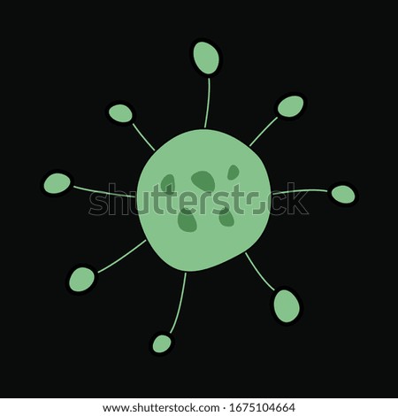 Coronavirus bacterium. Green 2019-nCoV virus infection. Covid-19 molecule on red background