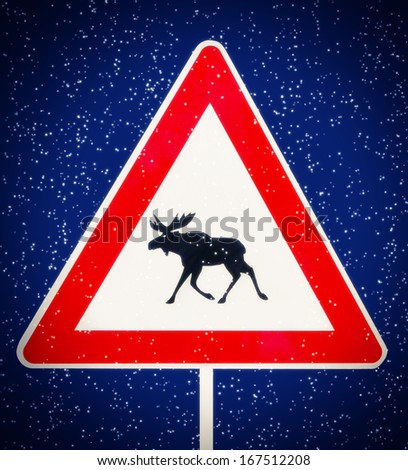 Elk sign in winter