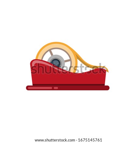 scotch tape roll clip stationary for office or school in cartoon flat illustration vector isolated in white background