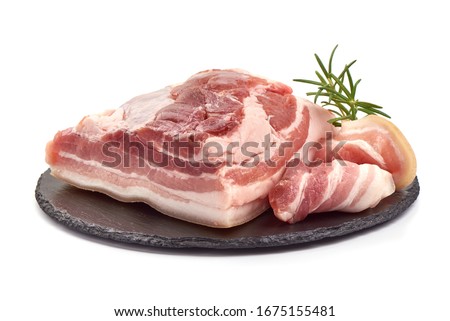 Belly pork meat, isolated on white background. Royalty-Free Stock Photo #1675155481