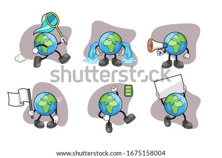 Earth cartoon character set design