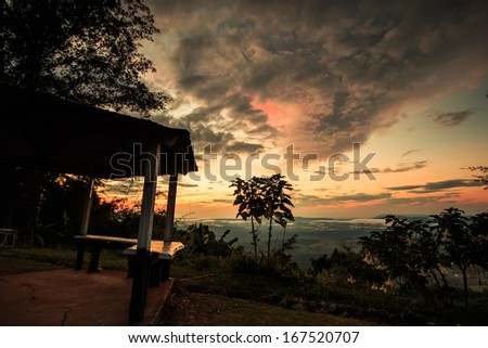 Majestic sunset in the mountains landscape
