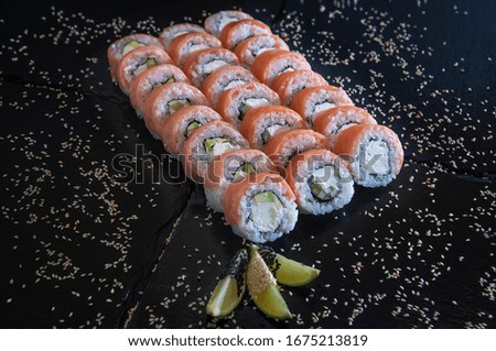 Sushi rolls food fresh fish snack delicious food