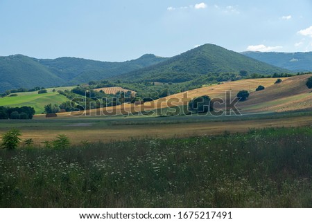 Rural landscape near Fabriano, Ancona, Marche, Italy at summer